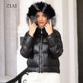 Whosale Fashion Winter Woman Down Coat Warm Fur Collar Hood Down Puffer Jacket Cotton Padded Jacket