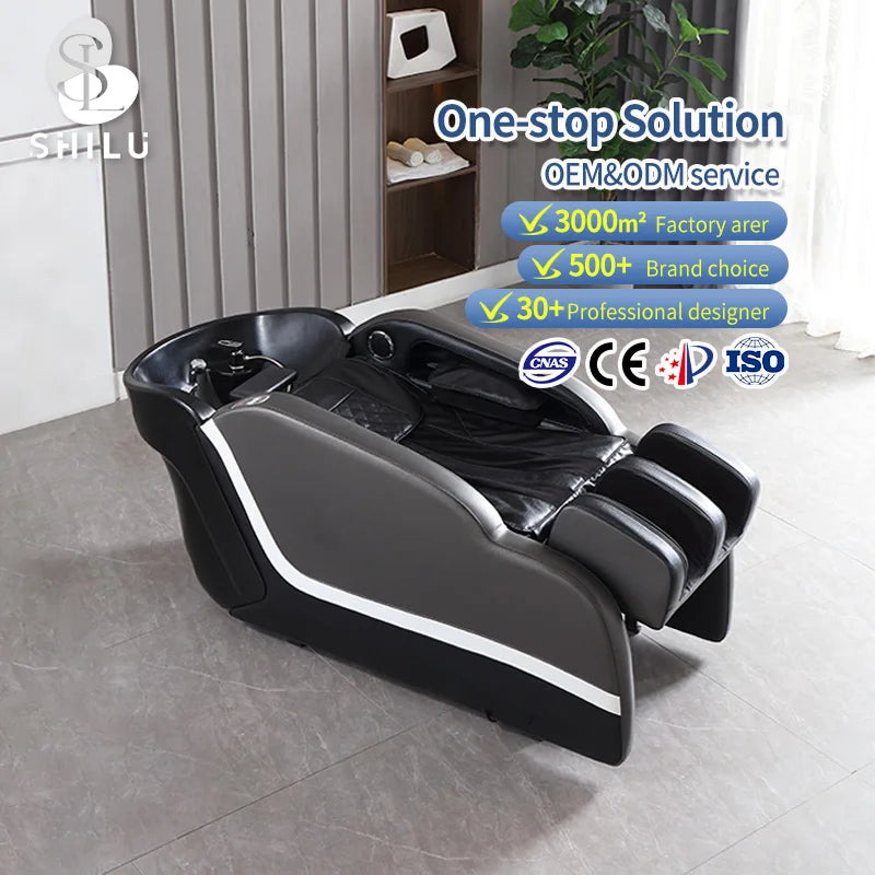 Modern Synthetic Leather AM1 Salon Furniture Factory Custom Hair Wash Basin Massage Shampoo Bed for Home & Hotel Use