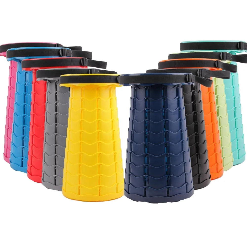 Easy Telescopic Round Portable Retractable Plastic Camping Gardening Folding Stool Retractable Stool Outdoor Barbecue Stool