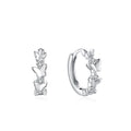 Sweet and Elegant Silver Earrings 925 Sterling Silver Rhodium Plated Zirconia butterfly Hoop Earrings