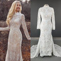 11797# Real Photos Exquisite High Neck Long Sleeves Mermaid Wedding Dress Bridal Gown for Women With Appliques Lace Bohemia