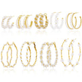 New Handmade Twisted Pearl Hoop Earrings for Women Knitting Earring