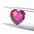 Wholesale Price Synthetic Loose Gemstone Beads Corundum Stone Heart Cut Double Checkerboard With Half Hole 5# Red Ruby Stone