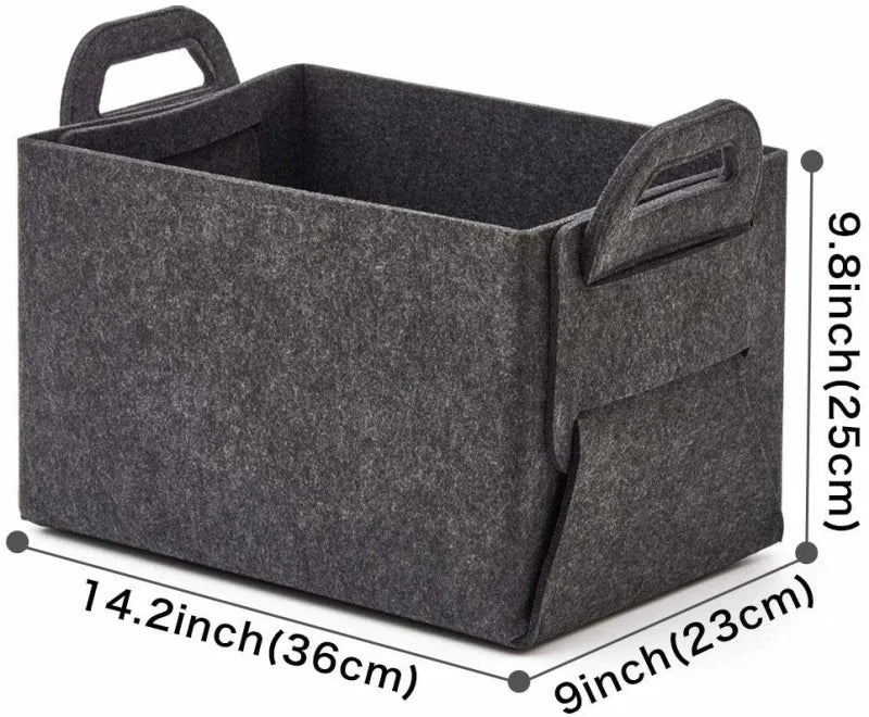 Modern Square Rectangular Fabric Felt Storage Basket Set Collapsible Foldable Closet Organizers with Handles