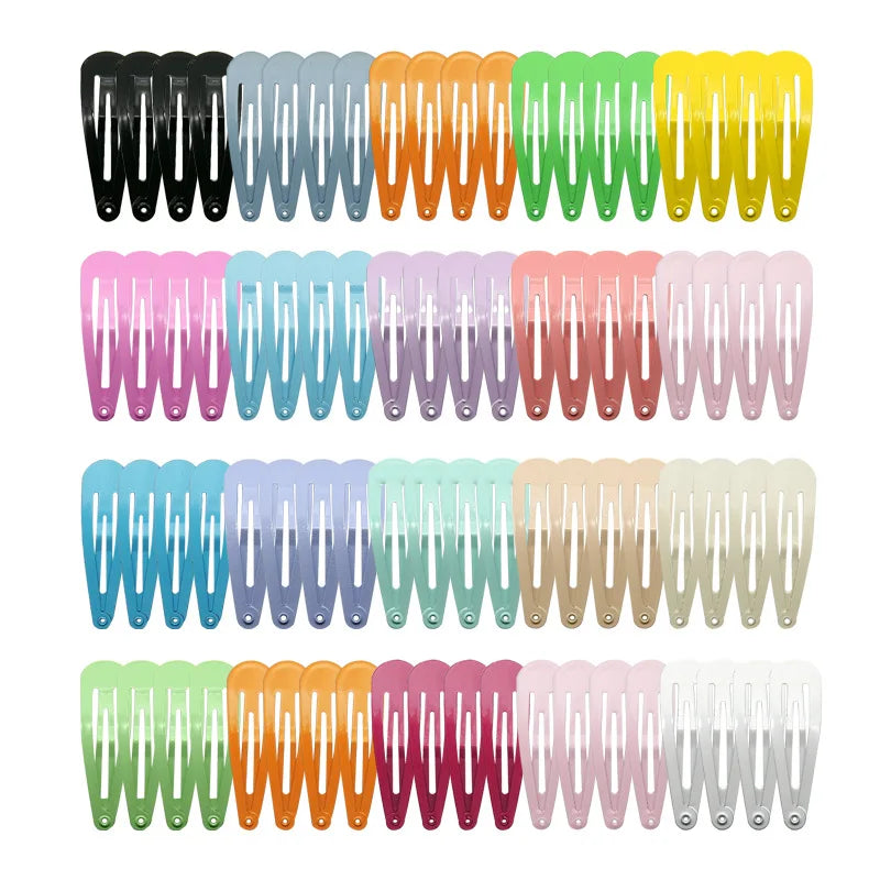 Wholesale 80 Pcs 5cm Size Kids Cute Candy Color Hair Pin Fashion No Slip Metal Snap Hair Clips Barrettes