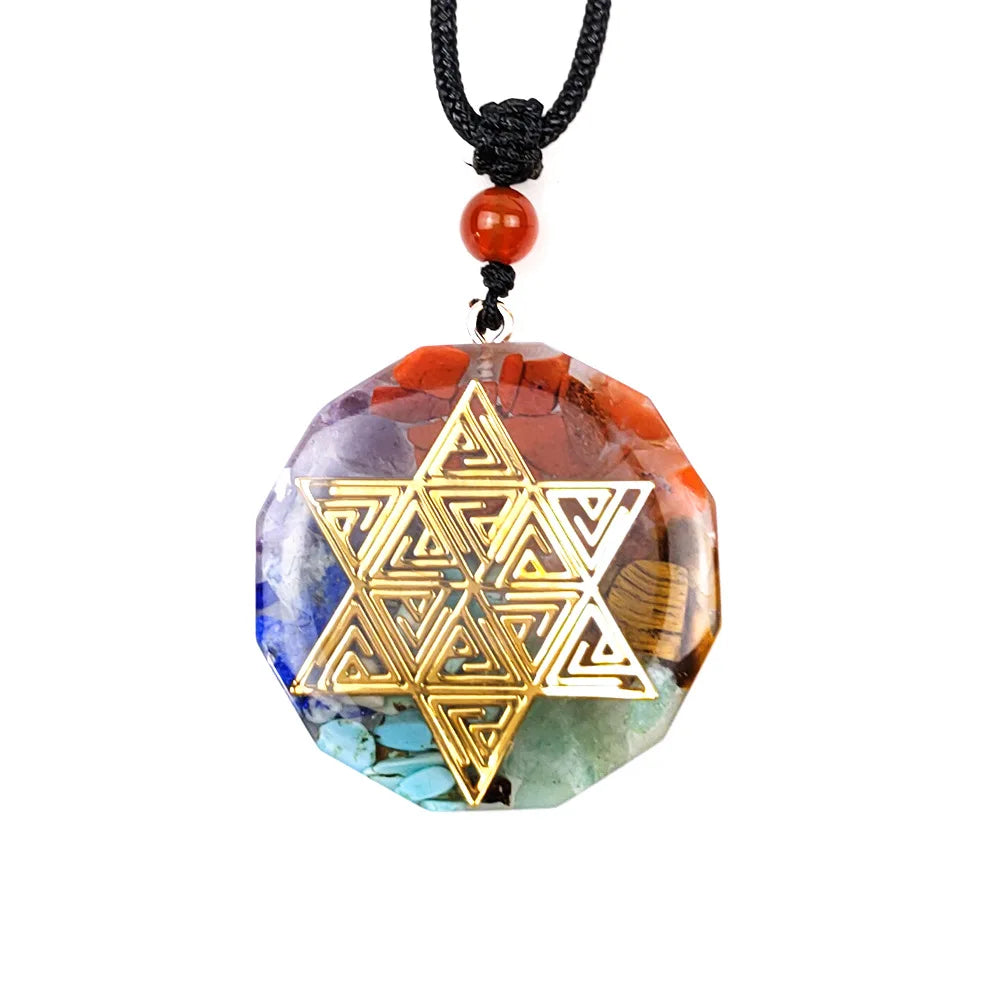 Orgonite Pendant Protection Better Sleep Energy Pendant Love Gemstone Feng Shui Round 7 Chakra Stone Art & Collectible for Women