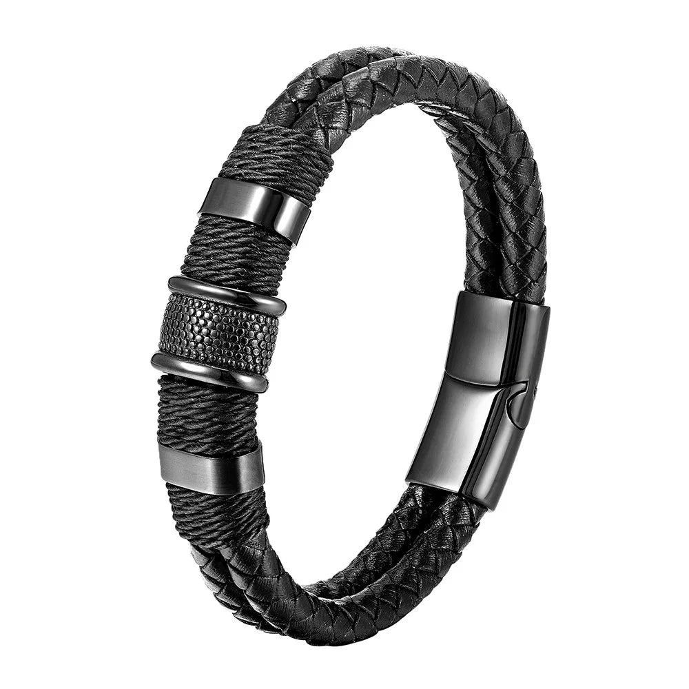 Hot Selling Stainless Steel Personalized Leather Bracelet
