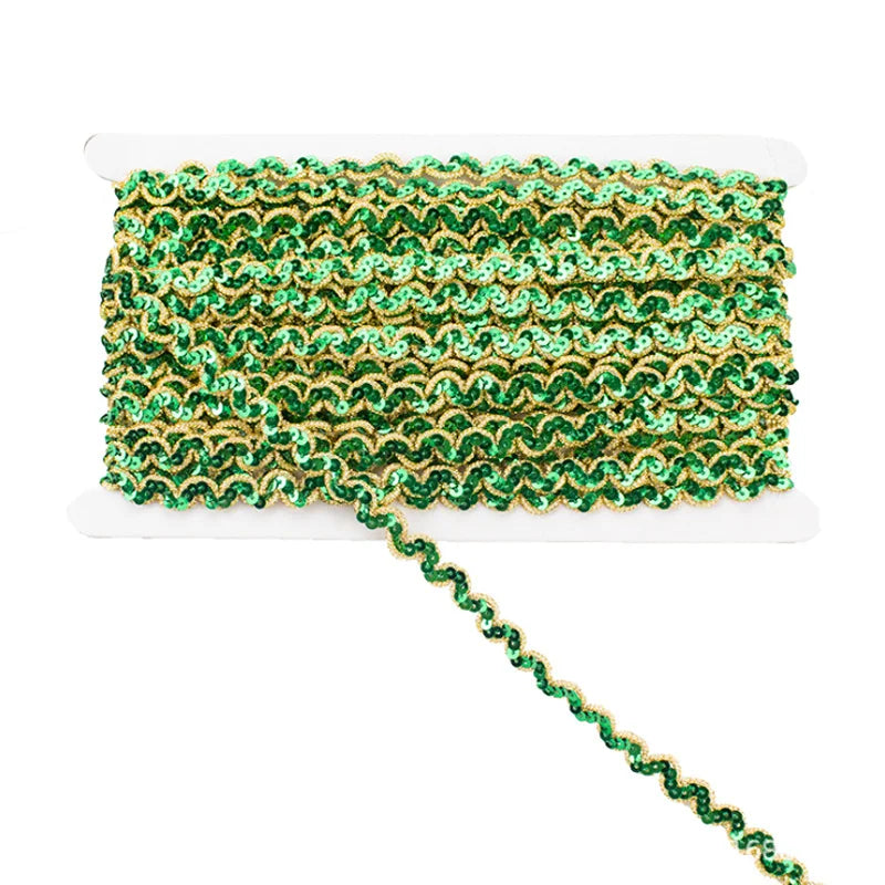 Wholesale DIY 1cm Sewing Textile Lace Cheap 13m Net Mesh Sequins Small Ribbon Trimming Costume Dancewear Wave Sequined Lace Trim