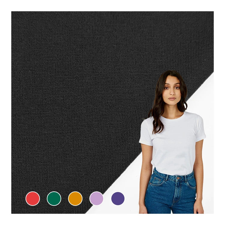 Hot Sale Cotton Material Single Jersey Material by Roll for Bangladesh Plain Dyed Knitted CVC Single Jersey Fabric for T Shirt/