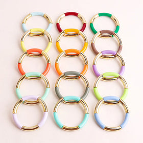 Fashion Stackable Acrylic Bamboo Beads Bracelet Curved Tube Stretch Friendship Bracelets
