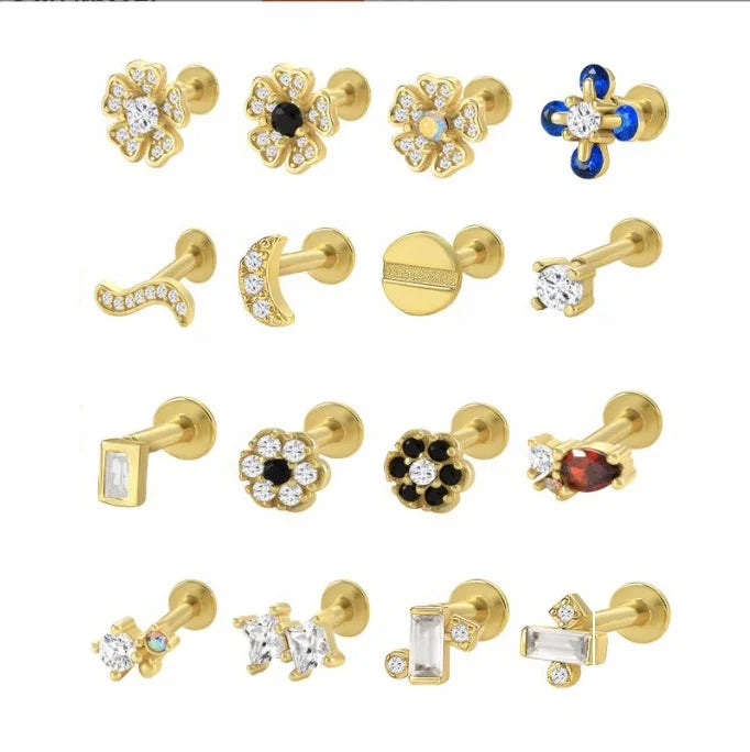 Gaby New Arrival Sterling Silver 925 Jewelry Flower Design Lip Ring Helix Earrings Fine Jewelry Piercing Jewelry