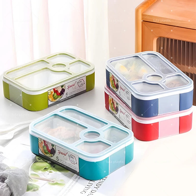 5 Compartment Leak-Proof Insulated Stackable Bento Lunch Box for Kids and Adults School Lunchbox
