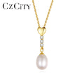 PAG&MAG Fresh Water Pearl Necklace 925 Sterling Silver Choker Baroque Pearl Pendant Necklace