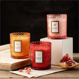 Homemade Candle Material Container Glass Jars for Scented Candles Embossed Candle Making Jar