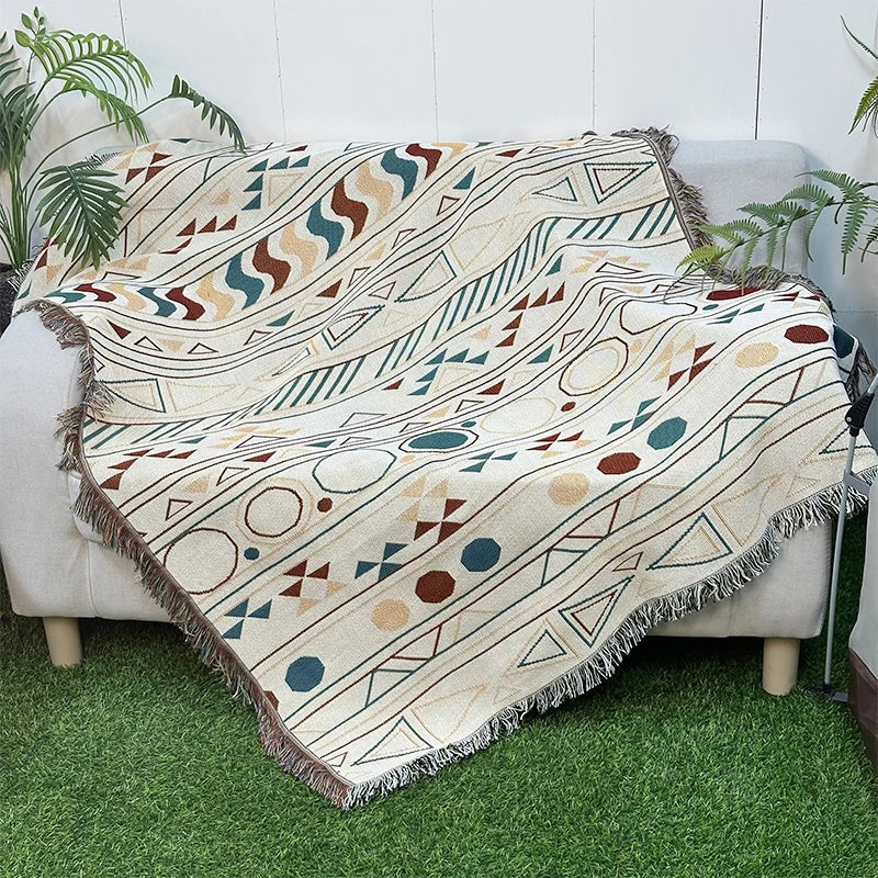 Custom Boho Tassel Woven Tapestry Woven Throw Blankets Throw Camping Beach Blanket