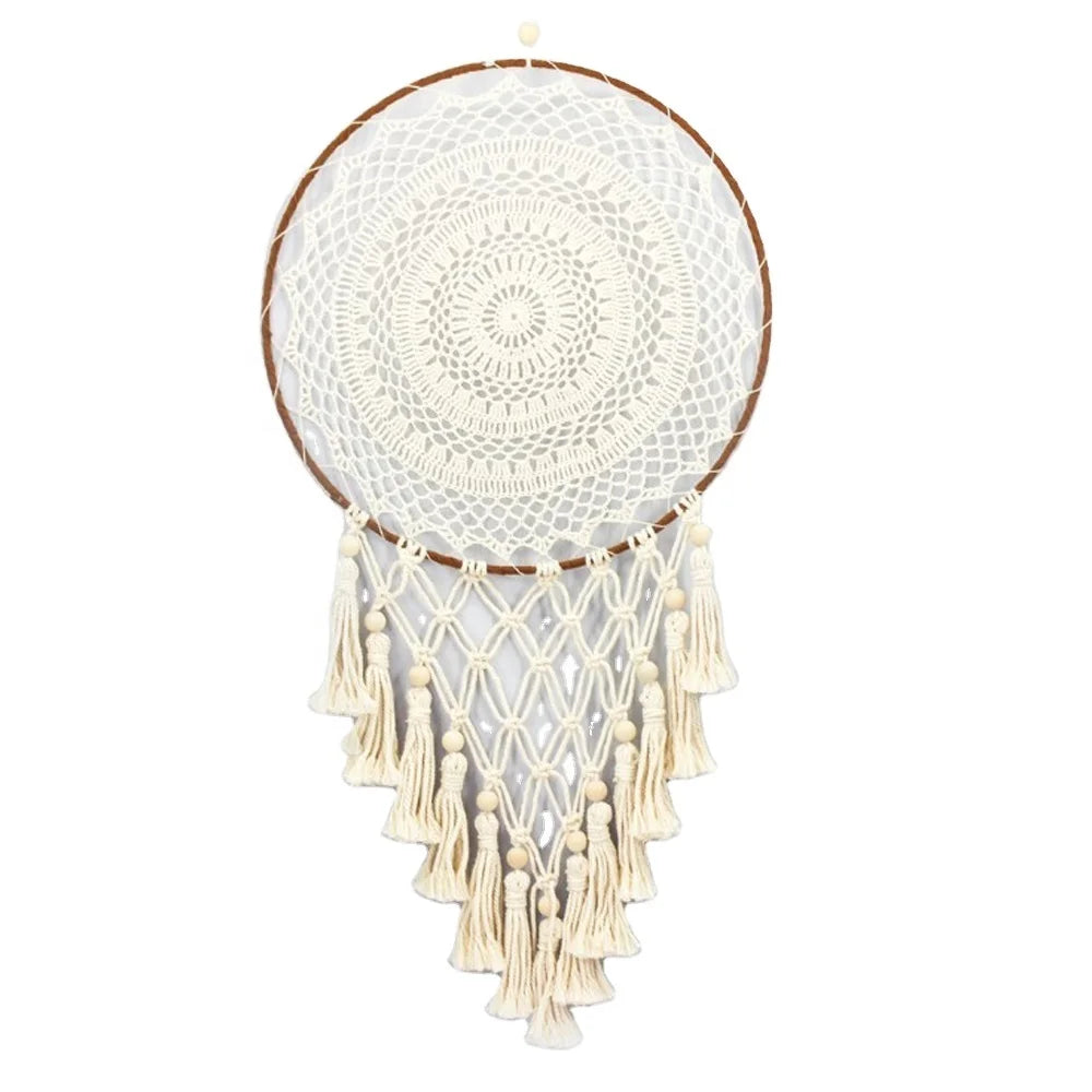 Nordic Style 40CM Diameter Dream Catcher Handmade Macrame with Organic Cotton Rope Home Decor Novelty Gift