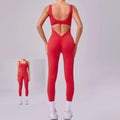 2025 New Arrival Women's Yoga Jumpsuit Sleeveless V-Waist Tummy Control Butt-Lifting Tight Bodysuit Outdoor Running Gym Fitness