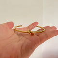 Chunky Knotted 316L Stainless Steel Bangle Open 18K Gold Plated Bangles Women Vintage Minimalist Titanium Steel Jewelry 2021 Hot