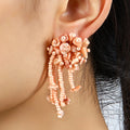 Beach Vacation Exaggerated Bohemian Women's Pendant Earring Multicolor Seed Beads Irregular Chip Stone Tassel Stud Earrings