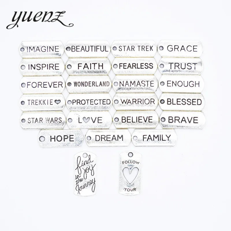 25pcs/set Mixed Antique Sliver Plated Message Letter Charm DIY Metal Charms for Jewelry Making S231