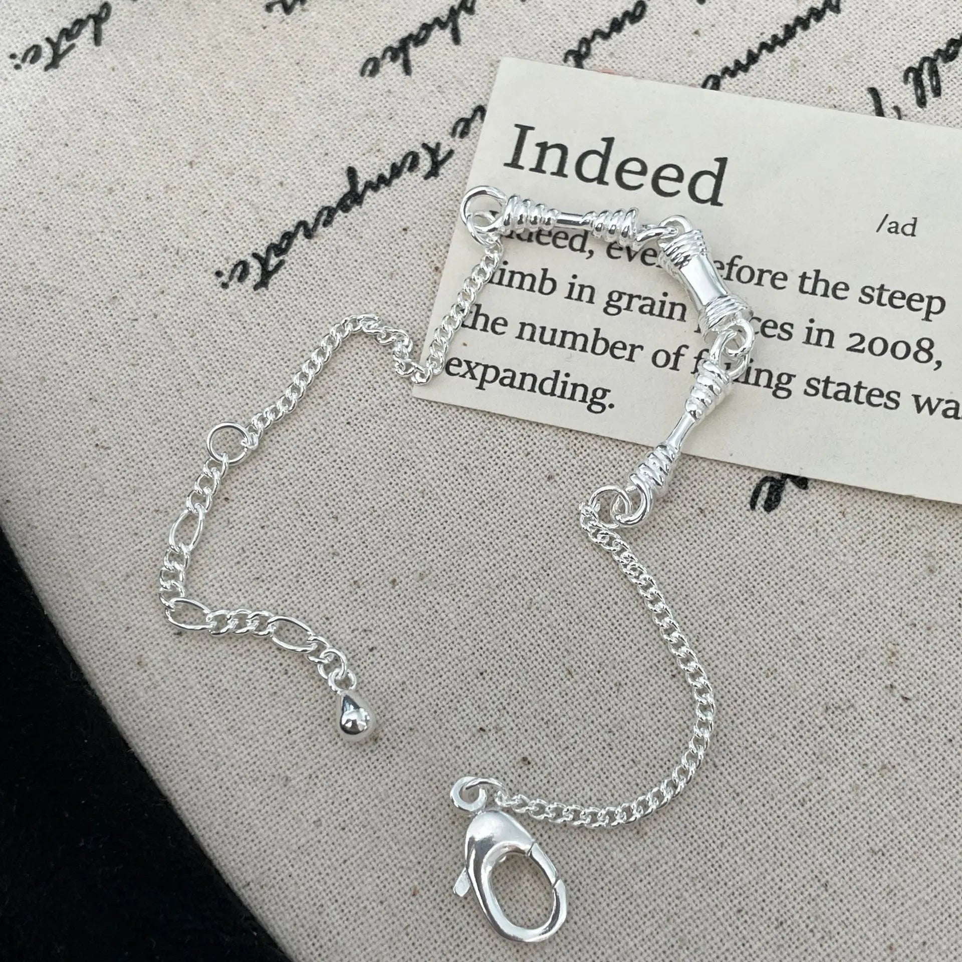 Fine Jewelry S925 Sterling Silver Vintage Design Chain Bracelet for Women Casual Korea Style Link Bracelet