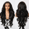 13*6 Large Area Lace Wig Synthetic Future Fiber Long Natural Multi-Layer Soft Wave Wig Color Mixing High Density Black Red