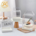 PET Small Cookie Cup Cake Packaging Clear Plastic Cardboard Display Handle Boxes With Clear Lid White Base