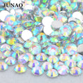 JUNAO 2-6mm Glitter Crystal Plated AB Stones Non Hot Fix Rhinestones Wholesale Round Resin Rhinestones for DIY Crafts