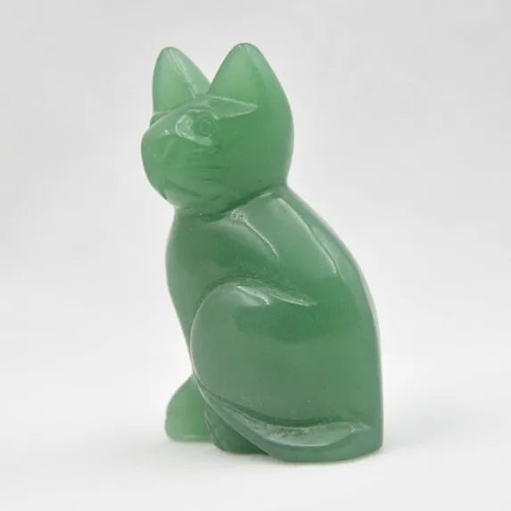Huiying Hot Product Carving 60*40mm Green Aventurine Cat for Spiritual Gift