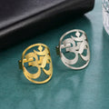 Yoga OM Stainless Steel Ring for Women Stainless Steel Buddhism Indian Mandala Hindu Open Rings Vintage Amulet Gold Ring Jewelry