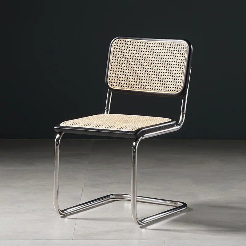 Coffee Shop Rustic Restaurant Chair Cantilever Chair Mesh Ergonomic Stainless Steel Retro Dining Chair