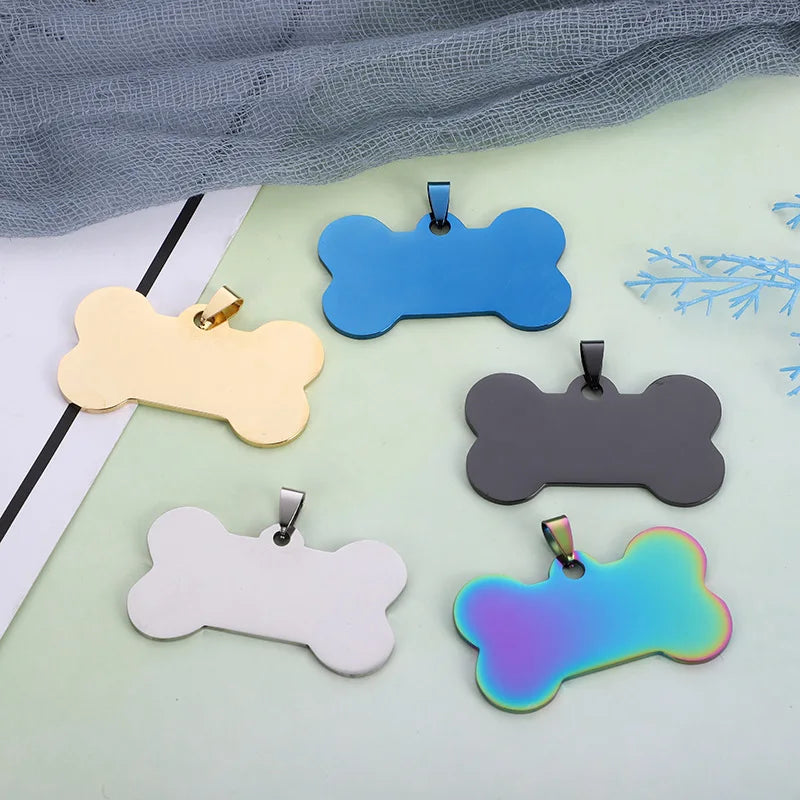 Custom Engraved Stainless Steel Jewelry Metal Dog Id Tags Blank Hart Shape Sublimation Name Tag Necklace Pendant