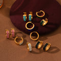 Colorful Zircon 18K Gold Plated Hoop Earrings Wedding Gift Light Luxury Stainless Steel Round Earrings Fashion Jewelry