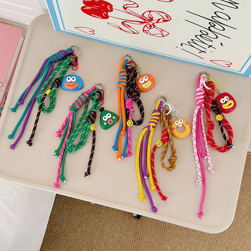Cute Korean Sausage Bag Keychain Funny Ins Pendant for Couples Woven Technique Made of Nylon