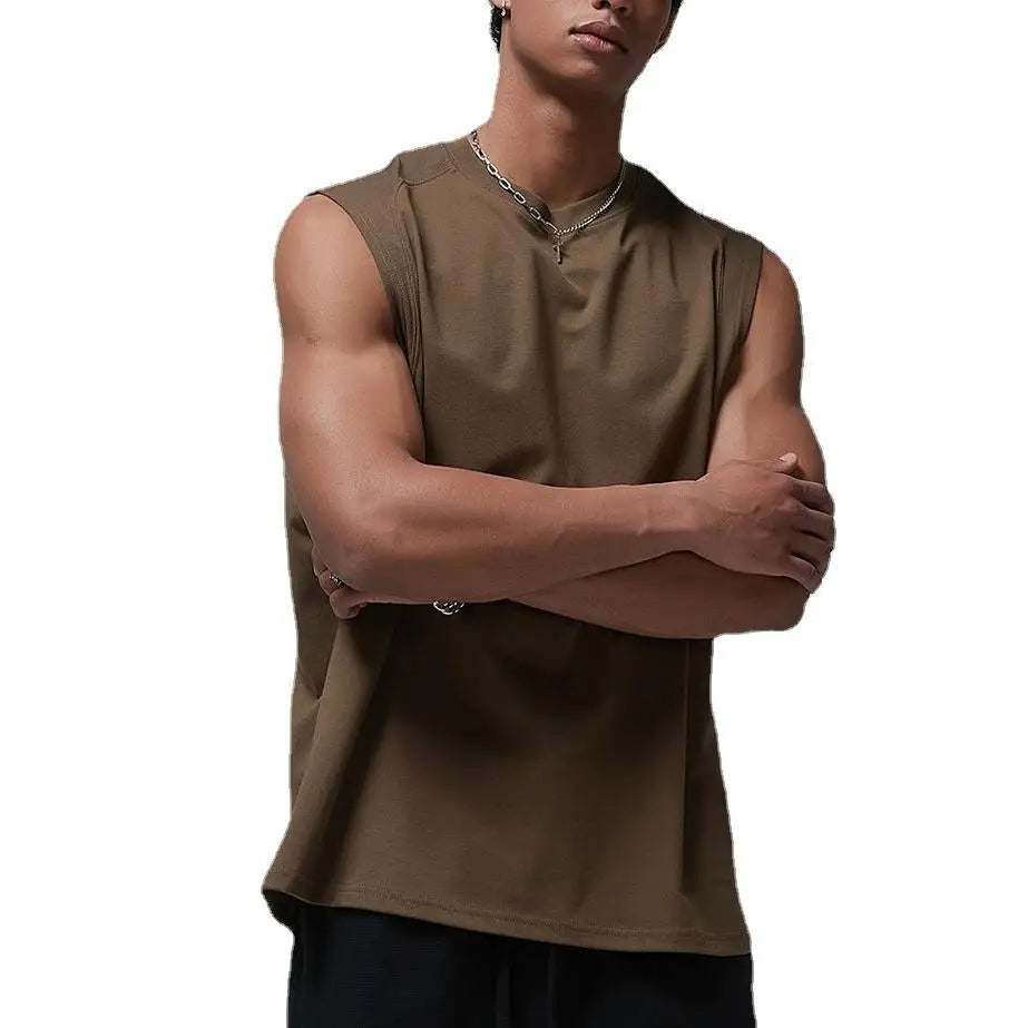 New American Quick-drying 190gsm Cotton Tank Tops Basketball Sports Style Waistcoat Men's Vest Sleeveless Unisex T-shirt