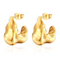 High Quality Waterproof Jewelry 316L Stainless Steel Geometric Earring Gold Plated Texture Irregular C Shape Earrings