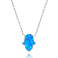 Poliva Wholesale Fatima Necklace 925 Sterling Silver Handmade Fashion Jewelry Blue Hamsa White Gold Plating Diamond Main Stone