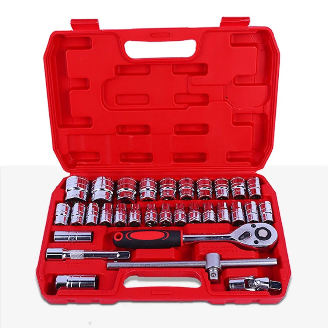 Hot Selling High Hardness Plastic Box of 32pcs Packing Belt Puncher Socket Set Hand Tool