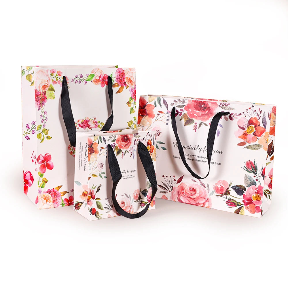 Pink Boutique Recycled Paper Shopping Bag Custom Logo Foldable Reusable Shopping Paper Bags