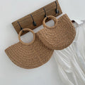 Moon Shape Simple Summer Beach Bag Handmade Large Straw Fashion Tote Bag Women Hand Bag