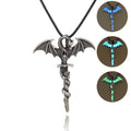 SC New Design Retro Glow in the Dark Pendant Necklace Trend Long Dragon Sword  Luminous Necklace for Men Women