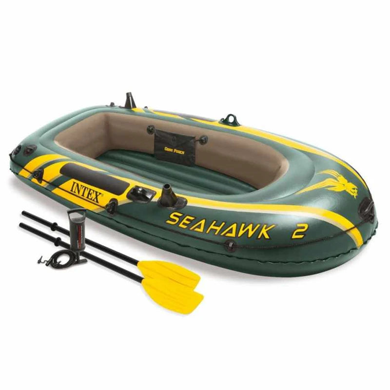 B07 Intex 68347 Seahawk Inflatable PVC 2-Person Fishing & Rafting Boat with Paddles & Pump for Drifting Outdoor Use