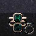 Starsgem Custom Asscher Cut Lab Created Emerald Diamond 10K Solid Yellow Gold Engagement Ring Fine Jewelry for Women