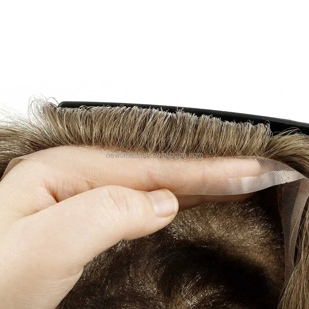 Fine Welded Mono Extra Light Density Remy Hair Toupee Topper Men Natural Wave Style Virgin Model Lace Topper Replacement System