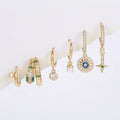 New Fashion Jewelry Color Zircon Earrings Set 18K Gold Plated Brass Earrings Set Light Luxury Six-Piece Earrings Set for Women