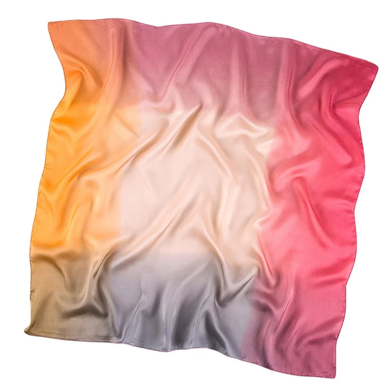 New Gradient Color Matching Women's Shawl Silk Small square Scarf Fashionable Decoration Sunscreen Hijab