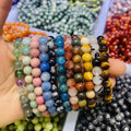 Natural Gemstone Bead Bracelet Healing Crystal Adjustable Stretch Bracelet Round Yoga Crystal Bracelet for Gifts