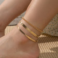Women's Minimalist Style Ankle Jewelry Set Bright Shiny Small Airplane Chain Fashion Jewelry