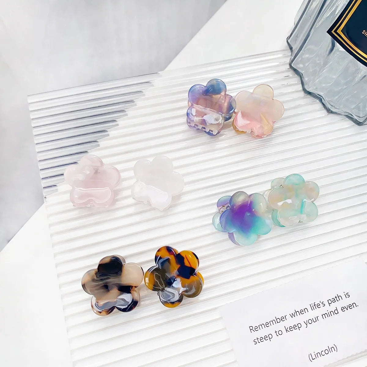 KUACHI New Design Wholesale Mini Korean Flower Acetate Hair Claw Grab Sweet Cute Girl Small Flower Claw Clip Hair Accessories