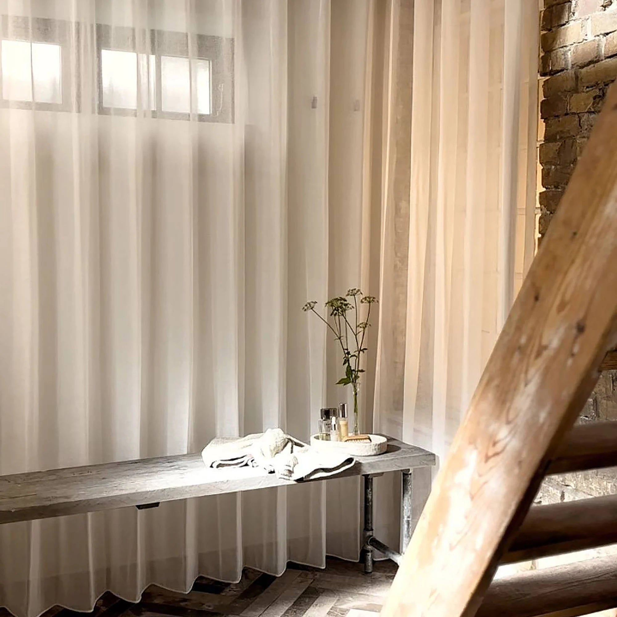 Atmospheric Linen Textured Translucent Tulle Curtains